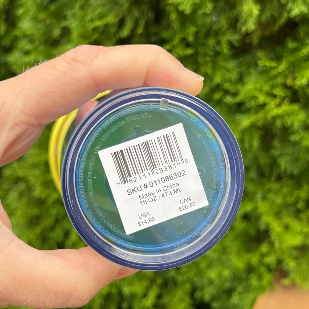 Starbucks 2018 Yellow & Blue Plaid
Travel Tumbler 16oz Plastic Cold Cup NWT - Picture 4 of 6